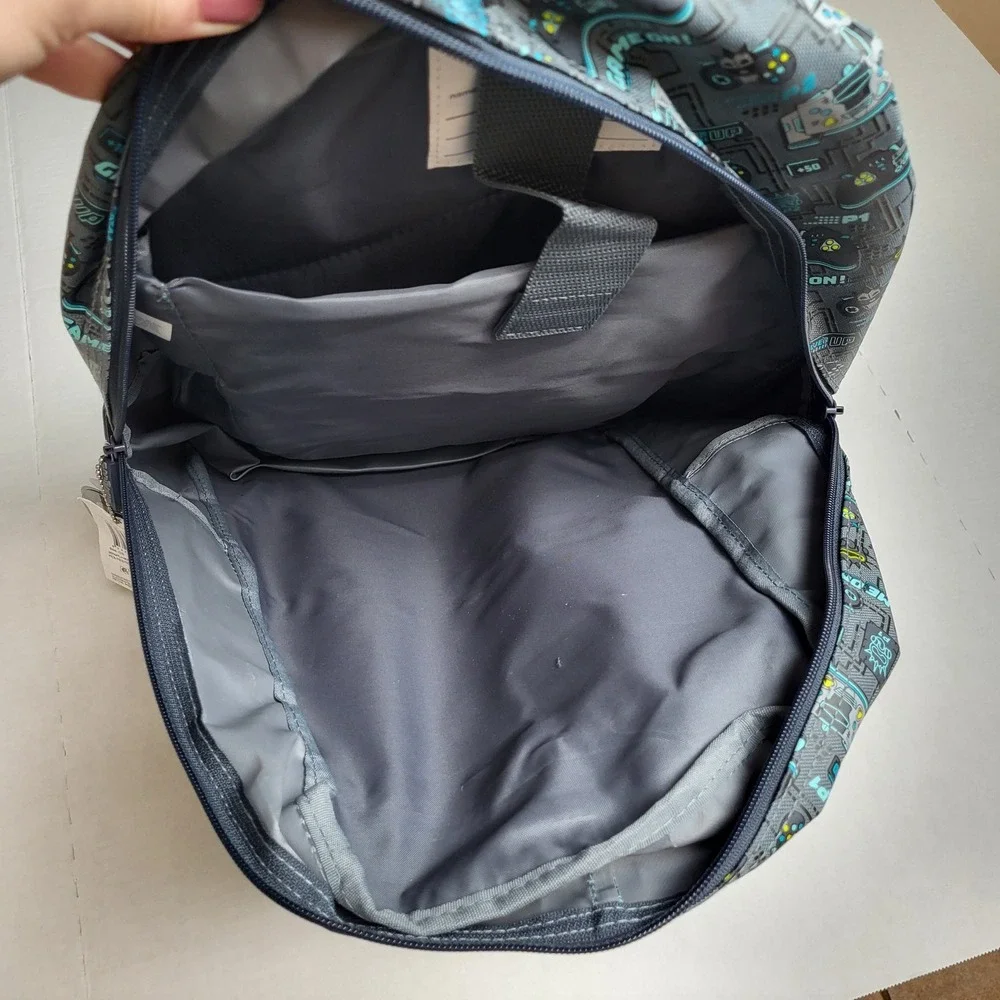 Smiggle Game On Epic Backpack Kids Gray‎ Blue Controller Gamer School Bag NEW